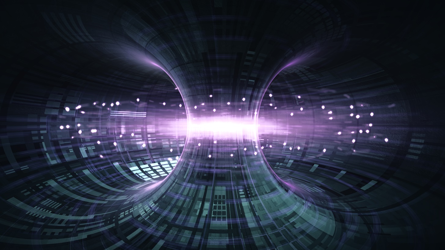 Illustration of fusion energy inside a fusion reactor