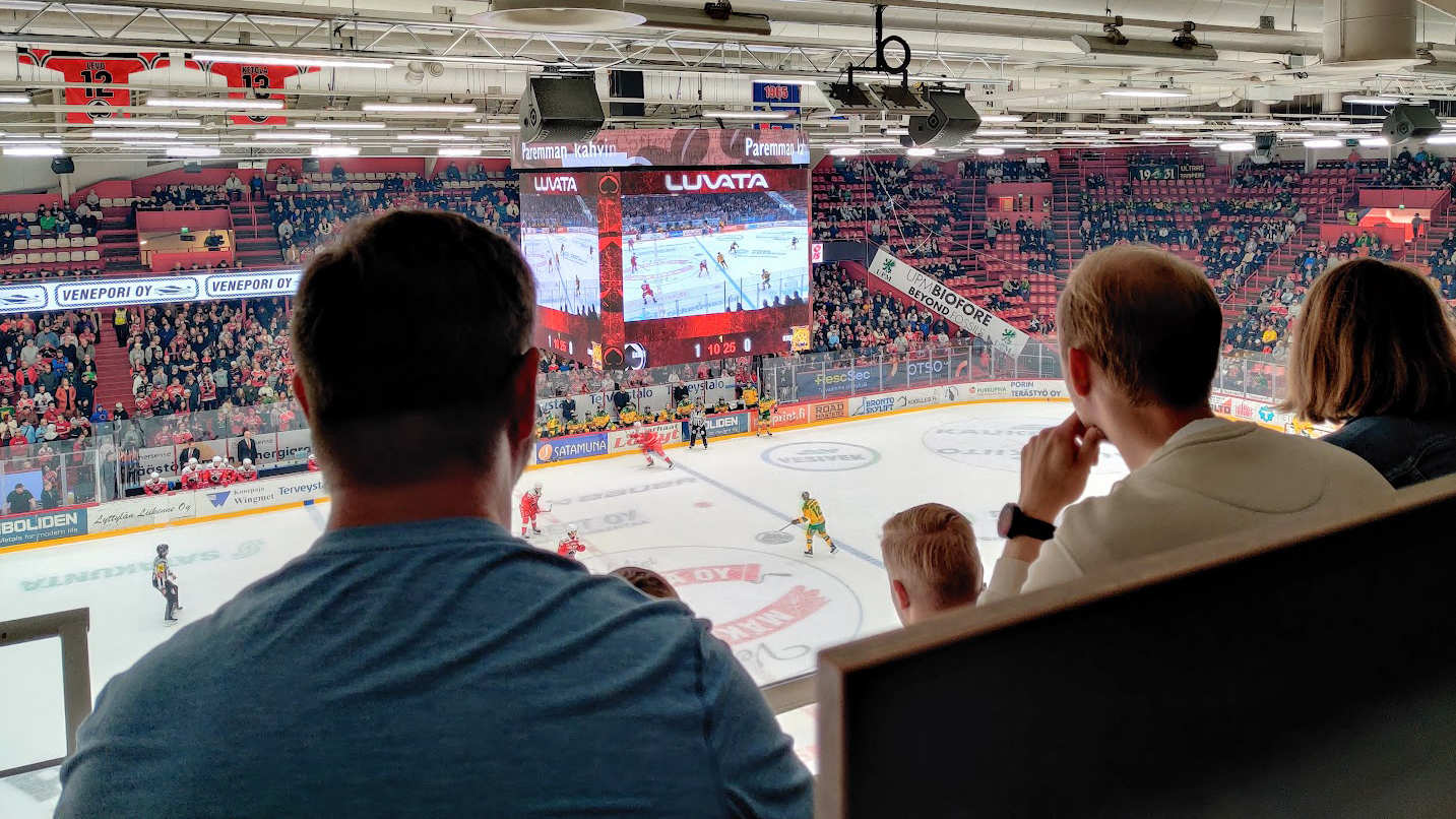 People watching ice hockey game