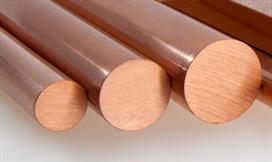 Round copper rods in different sizes from alloys CuZr, CuCr1Zr and CuNiSi
