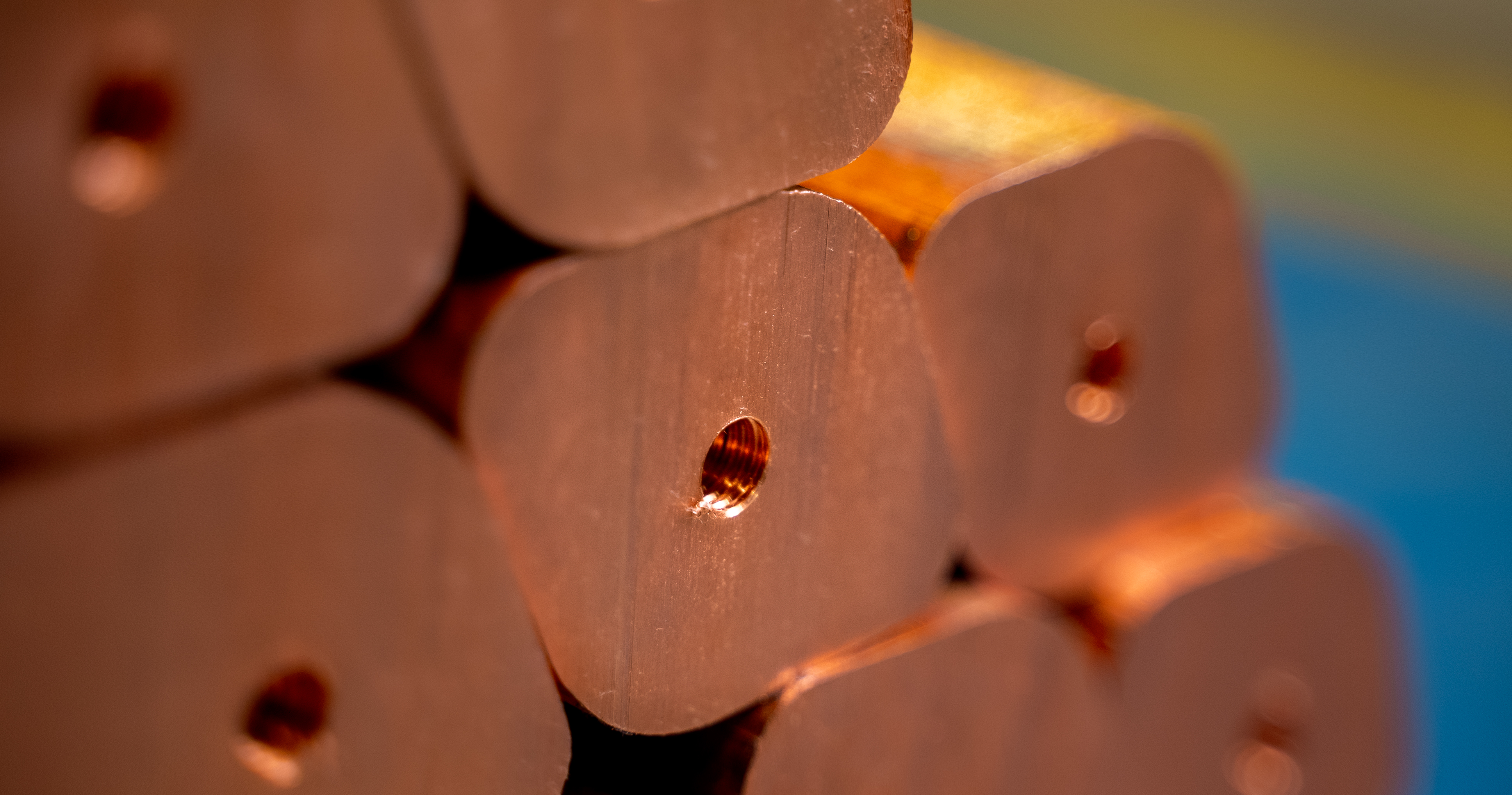 A close-up of copper rods used in copper anodes production.