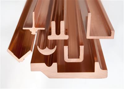 Shiny copper profiles in different sizes and shapes